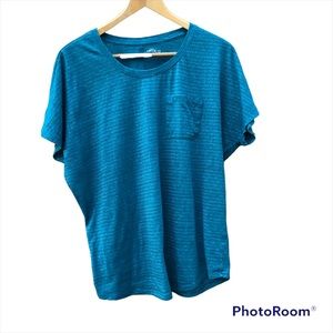 BCG Shirt Top Sz. Large Teal Metallic Silver Stripes